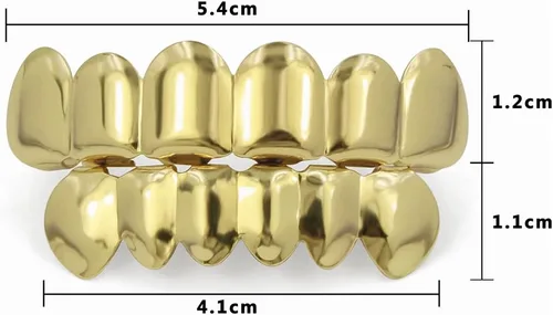 Vista 2 de TOPGRILLZ Parrillas de oro para tus dientes, chapadas en oro de 18 quilates, estilo hip hop, ajuste personalizado, parrillas de dientes pulidos
