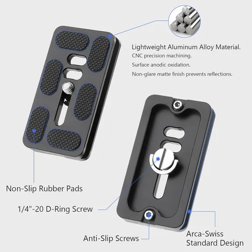 Vista 3 de Leftfoto Placa de liberación rápida para cámara de 2.756 in, se adapta a Arca Swiss Standard Clamp Universal Metal Pequeño QR Trípode Cámara Cuerpo