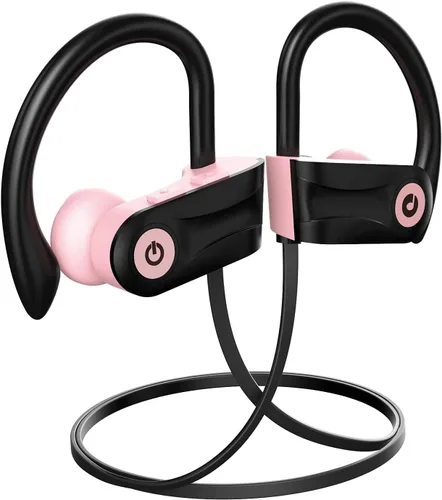 Vista 9 de Otium Auriculares Bluetooth inalámbricos, auriculares Bluetooth, auriculares deportivos, IPX7, impermeables, estéreo, para gimnasio, correr, 15 Negro