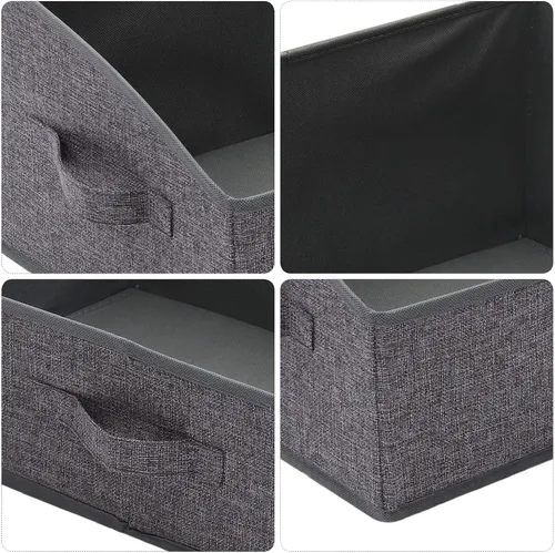 Vista 4 de TENABORT Paquete de 5 contenedores trapezoidales grandes plegables con asa, organizador de almacenamiento de tela, contenedores de tela, caja