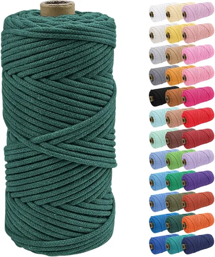 Vista 42 de JeogYong Cuerda de macramé de 0.157 in x 109 yardas, cuerda trenzada de algodón natural, cuerda de macramé para bolsas de ganchillo, colgar