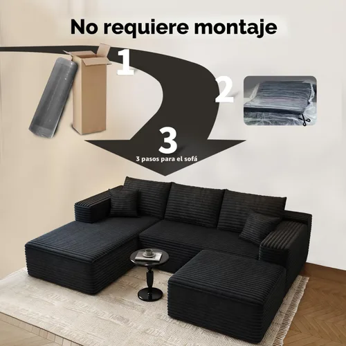 Vista 3 de Sofá seccional modular Cloud de 107.5 pulgadas con 1 otomana, sofás tapizados modernos minimalistas, cómodo sofá en forma de U para sala de estar
