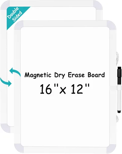 Vista 10 de WALGLASS Pizarra blanca pequeña de borrado en seco, pizarra blanca magnética de 8.5 x 11 pulgadas para pared, nevera, taquilla, mini pizarra blanca