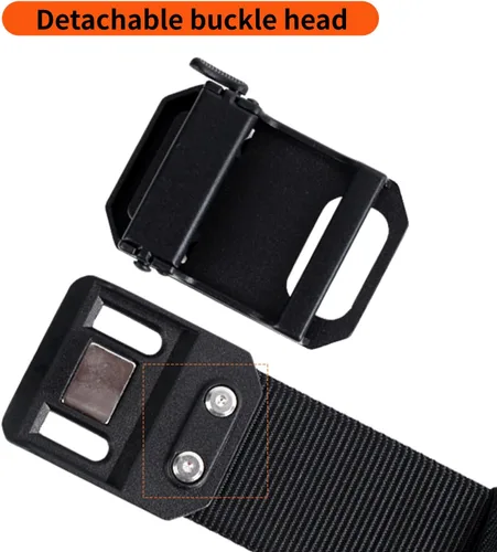 Vista 8 de Cinturón táctico con hebilla magnética, hebilla automática, nailon, ocio al aire libre para hombres, liberación rápida de un segundo