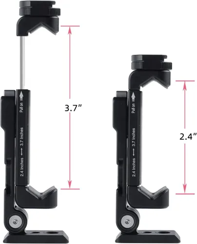Vista 2 de Soporte de trípode de metal para teléfono con 2 zapatas frías, 3 ángulos de visión ajustables (vertical, horizontal e inclinación de 45°), soporte
