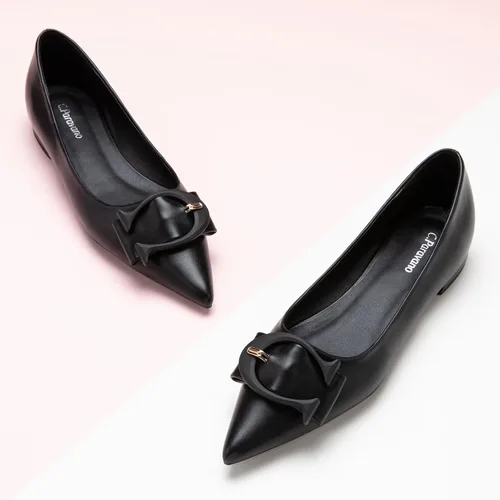 Vista 2 de C.Paravano Zapatos planos de trabajo cómodos de cuero con punta puntiaguda para mujer