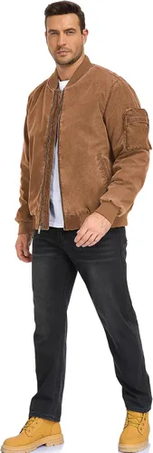 Vista 5 de Oymyakon Chaqueta bomber acolchada para hombre, lavada para otoño e invierno, cálida, chaquetas militares informales, abrigos acolchados