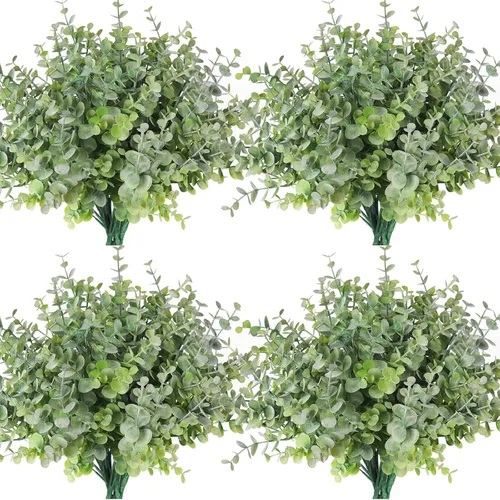 Vista 11 de RECUTMS - 8 tallos artificiales de eucalipto vegetación de 13 pulgadas, color azul polvoriento