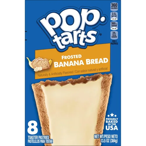 Vista 8 de Pop-Tarts - Tostadas, alimentos para el desayuno, bocadillos para niños, pan de plátano glaseado (96 Pop-Tarts)