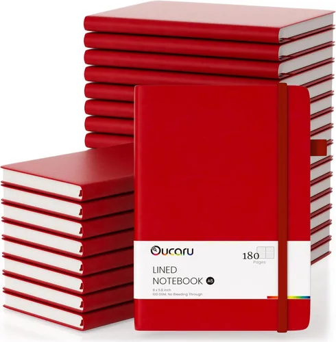Vista 18 de Oucaru Cuaderno rayado, paquete de 4, 180 páginas, diarios A5 para escribir, papel grueso de 100 GSM, cuadernos pequeños diarios para mujeres