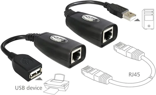 Vista 3 de Adaptador USB (macho) (hembra) a RJ45 - Adaptador de extensión LAN USB a RJ45 sobre cable Cat5/ Cat5e/ Cat6