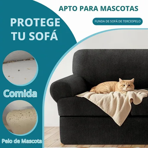 Vista 6 de 2 Fundas para Sillas de Cojín en T con Brazos Súper Elásticas Funda Deslizable para Silla de Sala de Estar para Mascotas y Perros Funda Deslizable