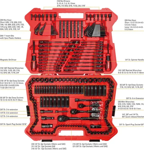Vista 3 de STARWORK TRUE MECHANIC - Juego de herramientas mecánicas de 303 piezas, llave de trinquete 120T, profesional, SAE/métrica