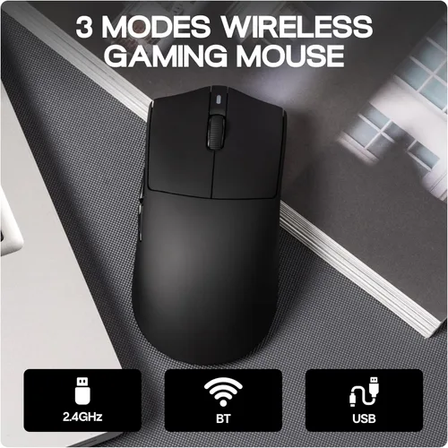 Vista 5 de MechLands AJAZZ AJ139P V3 MC Mouse inalámbrico con base de carga, 3 modos de mouse para juegos con batería de 800 mAh, 24,000 DPI ajustable, sensor