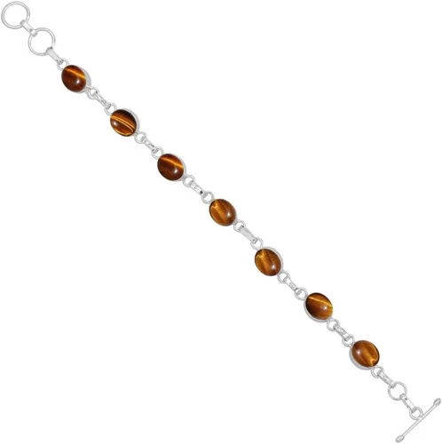 Vista 2 de Oval Shape Natural Gemstones Statement Bracelet for Women - 925 Silver Plated Handmade Birthstone Bohemian Vintage Style Women's Jewelry Gifts for