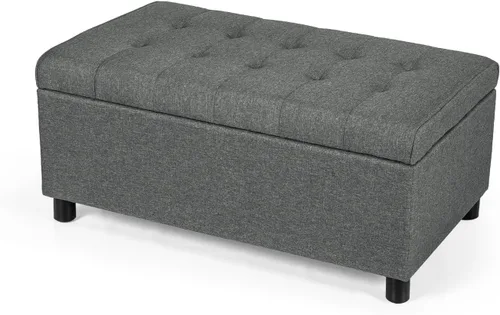 Vista 15 de Joveco Banco Otomán de Almacenamiento, 33 Pulgadas de Cuero Sintético Rectangular con Capitoné, Taburete para los Pies al Pie de la Cama