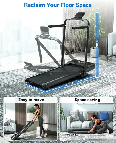 Vista 6 de Superun Waking Pad Treadmill with Incline, 3.0HP and 300 LBS Capacity Negro oscuro