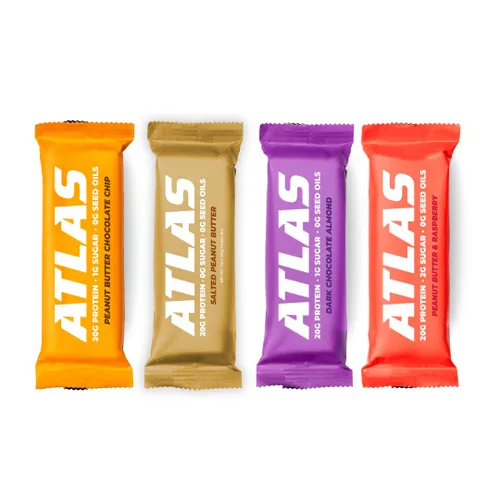 Vista 10 de Atlas Real Food - Barras altas en proteínas, 0.71 onzas de proteína, 0.47 onzas de fibra, 0.44 onzas de azúcar, ingredientes limpios, sin azúcar