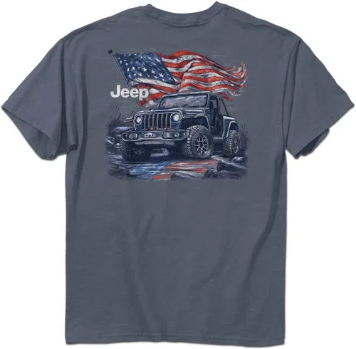Vista 5 de Jeep - Camiseta Libertad, Azul Magneto, Diseño de la Bandera Americana 100% algodón hilado en anillo