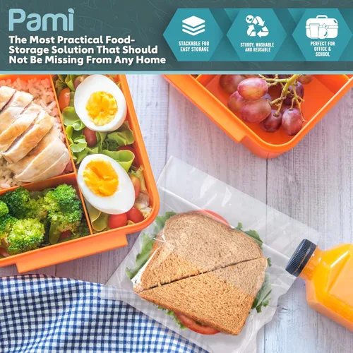 Vista 5 de PAMI Bolsas de sándwich plegables [200 piezas], bolsas de plástico desechables sin cremallera, bolsas plegables fáciles de abrir para almuerzo