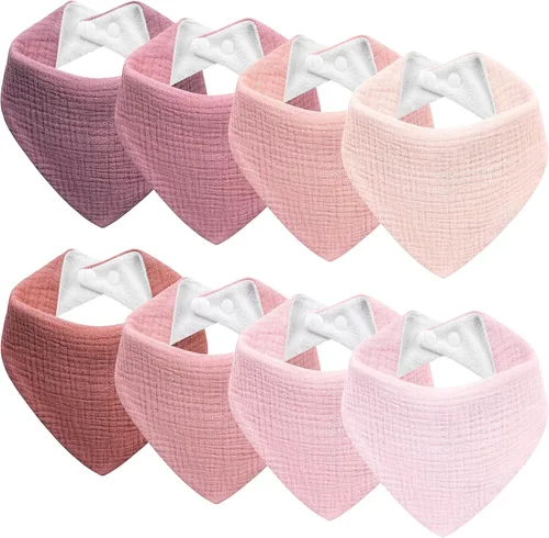 Vista 10 de Baberos de muselina para bebé, baberos de bandana para babeo para bebés niñas y niños, recién nacidos, niños pequeños, babeo y dentición