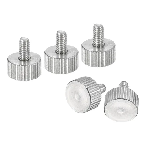 Vista 21 de uxcell M3x6mm Tornillos de pulgar moleteados, 5 piezas de acero inoxidable 304, cabeza plana moleteada, tornillos de pulgar roscados completamente