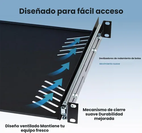 Vista 5 de Penn Elcom - R1290/1U - Espacio de rack - Charola antiderrapante para rack (Audio, AV, IT; DV). Estante de equipo para 1 espacio en bastidor hasta