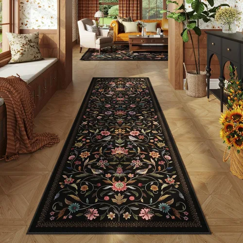 Vista 55 de Alfombra de entrada vintage con medallón floral de 2 x 3 pulgadas, lavable a máquina, alfombra de entrada de pelo bajo, suave, pequeña, alfombra