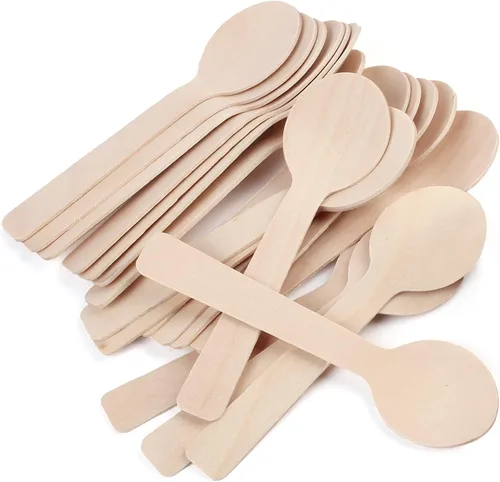 Vista 9 de LotFancy Mini Cucharas de Madera, Paquete de 100, 4 Pulgadas de Largo, Cucharas Desechables de Degustación y Muestreo, Cucharas Degustadoras