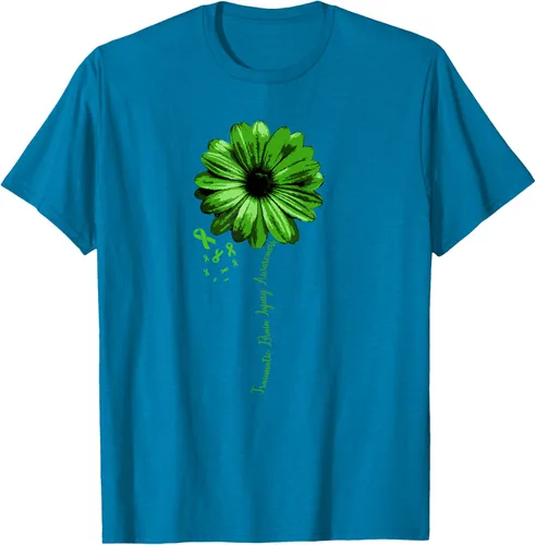Vista 7 de Camiseta de conciencia de lesiones cerebrales traumáticas con cinta verde guerrero, Negro, S