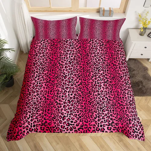 Vista 33 de Juego de funda de edredón con estampado de leopardo abstracto, tamaño individual, juegos de ropa de cama de piel de guepardo negro y gris
