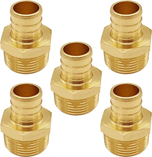 Vista 9 de Joywayus Acoplamiento de tubería PEX de latón, adaptador de montaje de tubería macho NPT de 1/2" PEX x 3/8" (paquete de 5) Compatible with PEX-B