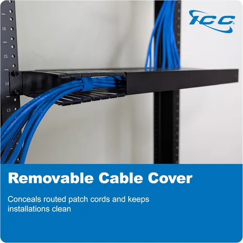 Vista 6 de ICC Panel de gestión de cables de conducto de dedo de 1U con cubierta, plástico con marco trasero de metal, 3 pulgadas de profundidad, gestión
