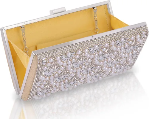 Vista 5 de Evening Clutch Pearl Purse for Women, Party Clutches Bag Wedding Formal Handbags