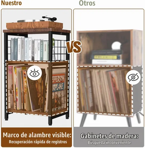 Vista 5 de Soporte para tocadiscos de vinilo, mesa auxiliar de 3 niveles con Negro Dual-net