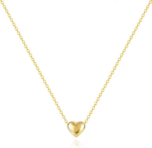 Vista 15 de Zeffy - Lindo collar de corazón chapado en plata/oro de 18 quilates, collar de cadena con dije de corazón pequeño para mujer, joyas delicadas