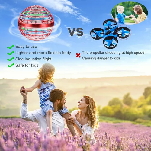 Vista 5 de Juguete de bola de orbe volador, bola de boomerang, mini dron cósmico de mano flotante, hilanderos de mosca para niños y adultos, juguetes