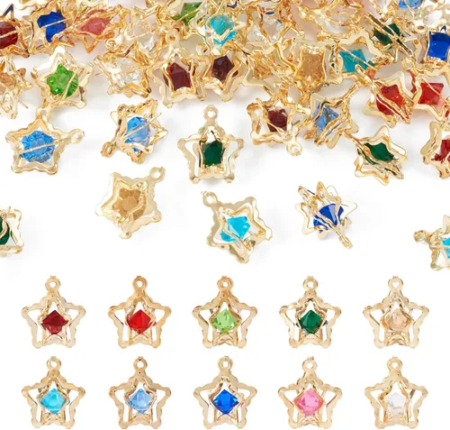 Vista 8 de Cheriswelry 48 piezas de 15 mm de abalorios de aleación de metal de color gris plateado, cristales de strass, dijes planos redondos, dijes de piedra