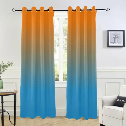 Vista 22 de Cortinas amarillas y azules de 84 pulgadas, 1 pieza, cortinas de puerta para tratamientos de ventanas, divisores de habitación, cortinas de cocina