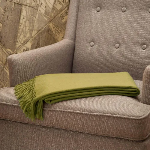 Vista 5 de CUDDLE DREAMS Manta de cachemira prémium con flecos, lujosamente suave (verde bambú)