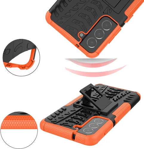 Vista 7 de Asuwish Funda de teléfono para Samsung Galaxy S21 FE 5G con protector de pantalla de vidrio templado y soporte delgado, híbrida, resistente, funda