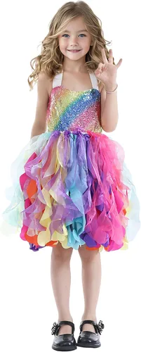 Vista 8 de Vestido tutú para niñas, vestido de tul con lentejuelas, vestido de princesa para niñas pequeñas, disfraz de fiesta de cumpleaños brillante