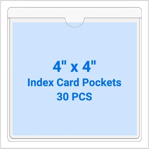 Vista 166 de 30 PCS Clear Self Adhesive Plastic Label Pockets, Top Loading Business & Library Index Card Holders, Peel and Stick Sleeves for Storage Bins, Totes