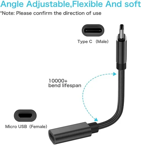 Vista 2 de Adaptador micro USB a USB C, (paquete de 2) Micro USB hembra a USB tipo C macho Conversor de carga rápida compatible con Samsung Galaxy S23 S22 S21