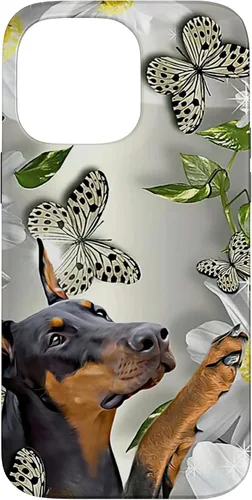 Vista 21 de Doberman Pinscher Daisy and Butterfly Case for iPhone 17