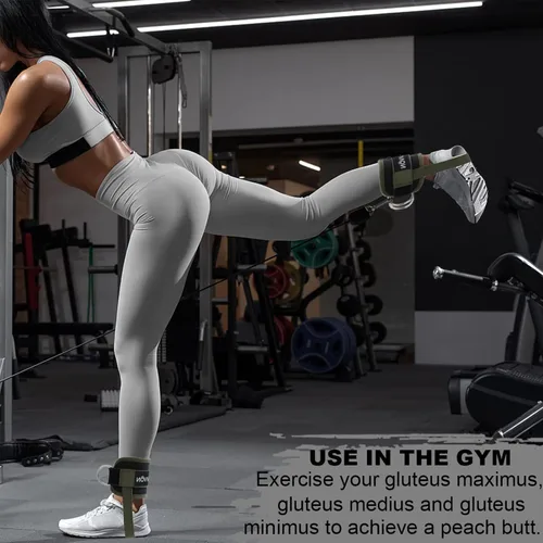 Vista 5 de LAVVON Correas de tobillo para máquinas de cable Kickbacks – Accesorios de cable de tobillo ajustables y cómodos para gimnasio, correa de tobillo