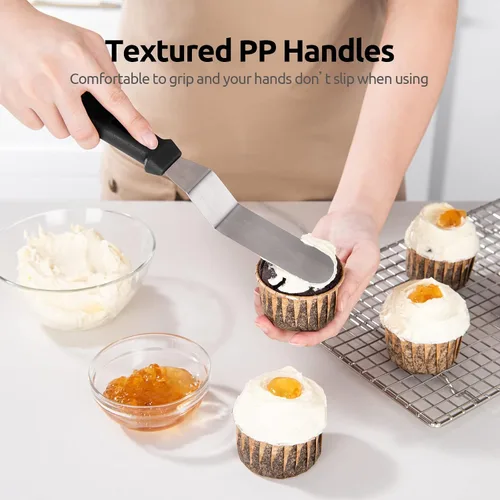 Vista 8 de Set de espátulas U-Taste de glaseado con ángulo inclinado Stainless Steel Blade with PP Plastic Handle, Metal Baking Spatula for Cake Decorating