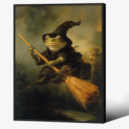 Vista 14 de Lienzo enmarcado negro para pared, póster de Halloween Dark Academia, pintura de gato negro, fantasma en la bañera, imágenes góticas de terror