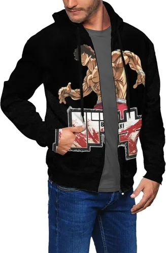 Vista 3 de Karfri Anime Baki The Grappler Hanma Baki Boy'S Hoodie Fashion Full Zip Pullover Long Sleeve Sweatshirt