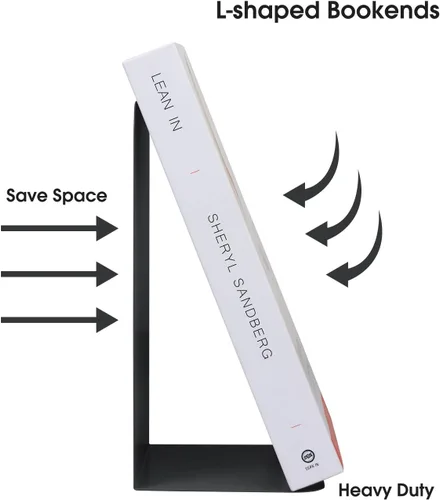 Vista 4 de Honagu Sujetalibros para estantes, hogar, oficina, tapón de metal para libros, soportes de metal para sujetalibros, sujetalibros decorativos